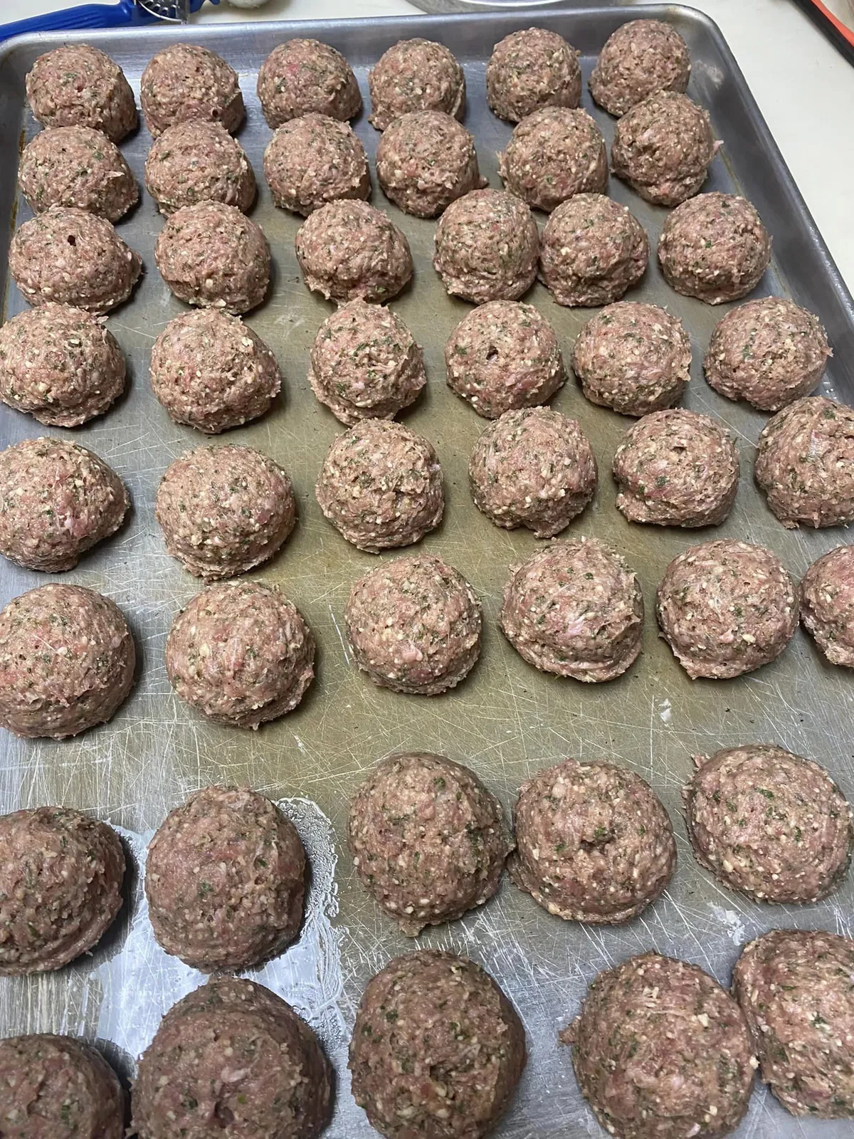 Tray of homemade meatballs